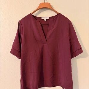 NWOT Frame Denim Burgundy V-Neck Blouse